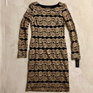 Jessica Howard Black & Gold Long Sleeve Dress